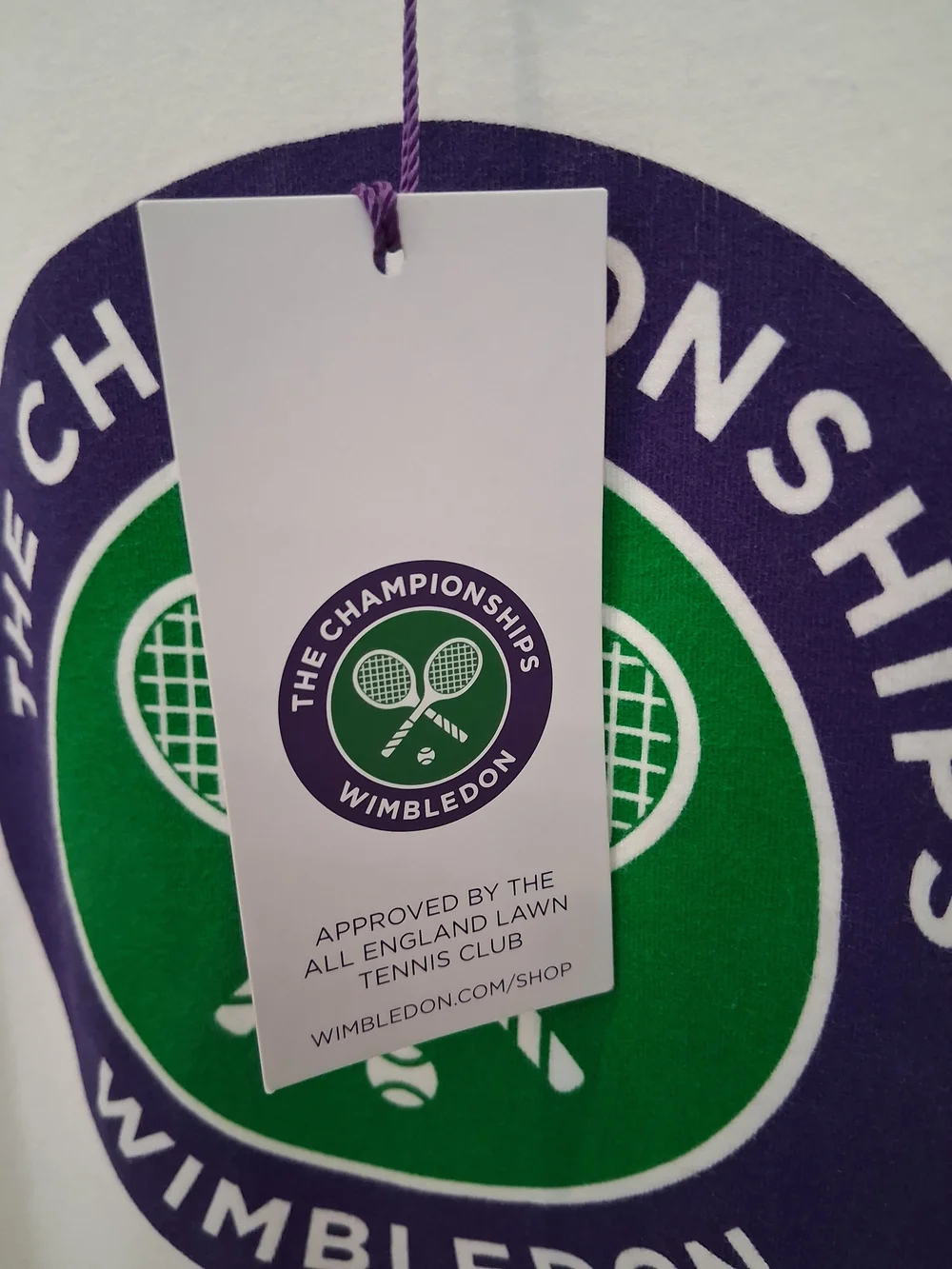 Wimbledon White Tee with Purple and Green Crest - Picture 5 of 7